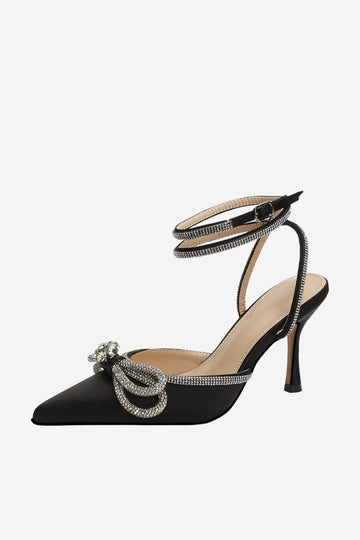 Rhinestone Black Party pekte tå stiletto sandaler